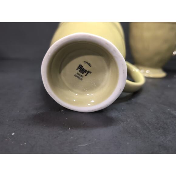 Pier 1 Imports Martillo Green Sage Footed Mugs, 12oz Cup, Set Of 2 Coffee Mugs - Picture 6 of 9